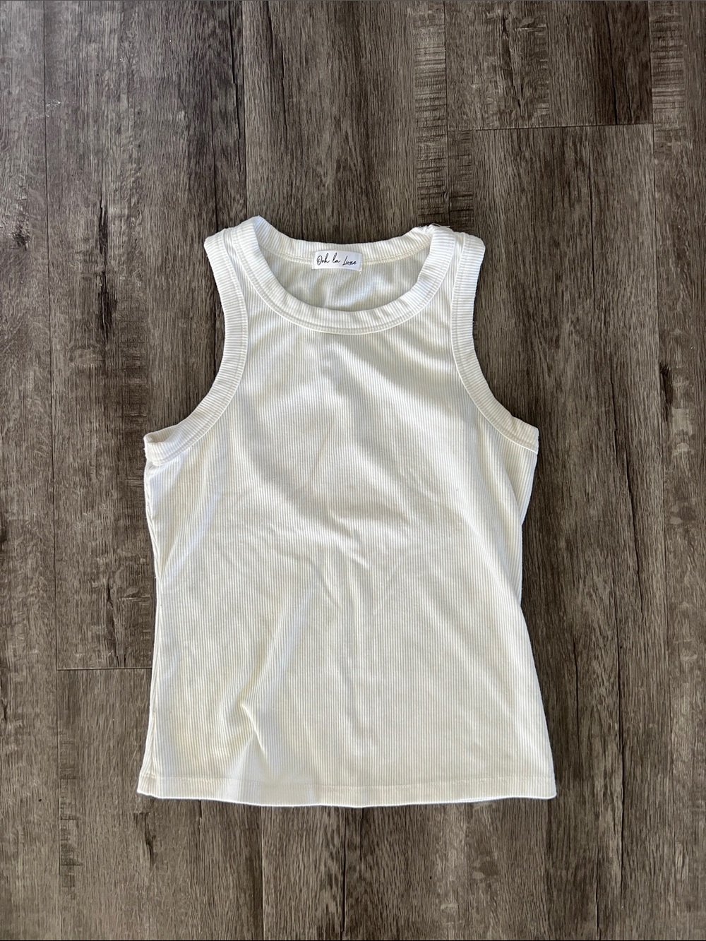 Ribbed Tank Top in Off-White -